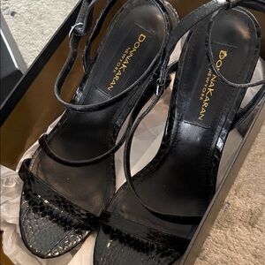 Donna Karan Black Textured Heels